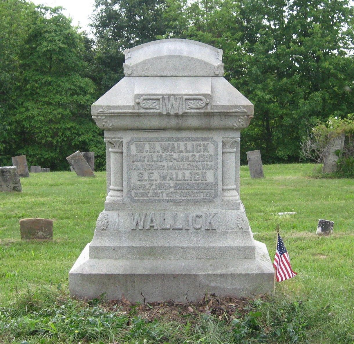 Headstone of William Hewit Wallick at Mt. Olive Baptist Church Cemetery, Odon, Indiana