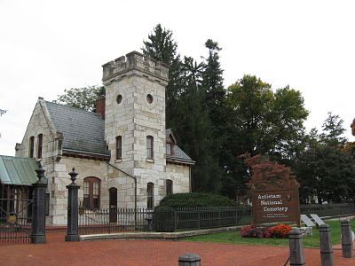 Entrance to Antietam National Cemetery, Sharpsburg, Maryland — where William D. Wallick is believed to be buried as an unknown soldier