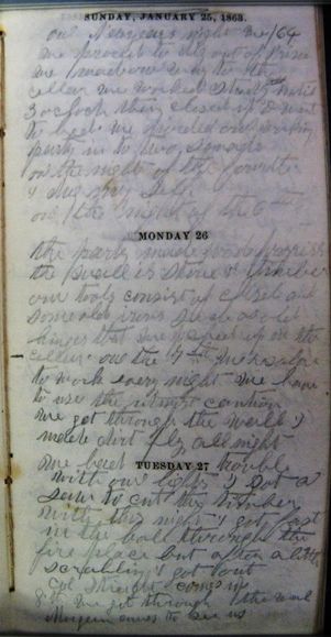 Original page from the William Wallick diary, January 1-8, 1864
